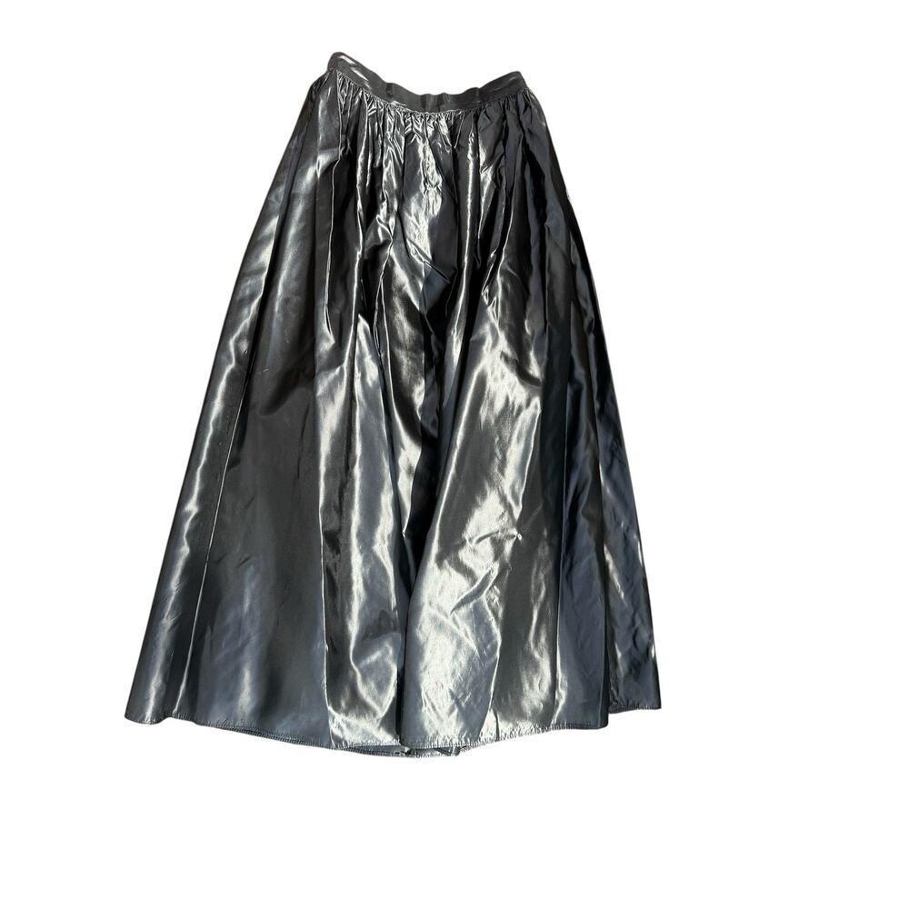 JR NITES BY CALIENDO Black Satin Maxi A-Line Skirt 10 Formal Ball Vintage Glam